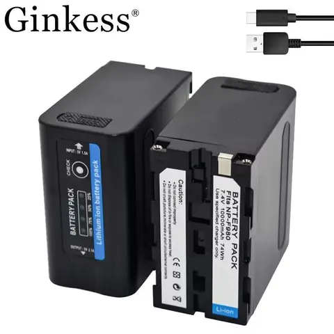 USB 출력 10000mAh NP F970 NP-F980 F960 F970 배터리, Sony F960 F550 F570 F750 F770 MC1500C 190P 용 LED 전원 표시기 포함