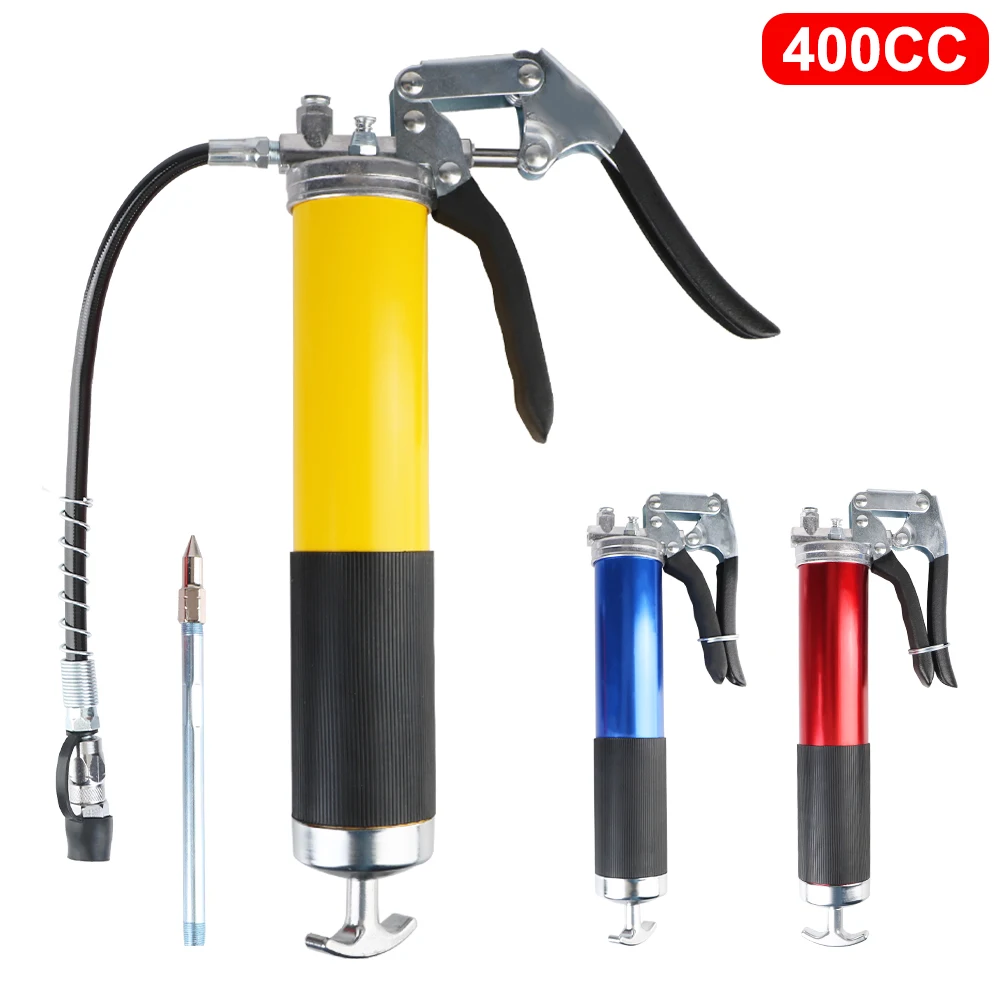 

​400CC With 2pcs Hose Adapter Oil Pistol Grip Pump Coupler High Pressure Greasing Injection Grease Gun Filler 6000-7000psi