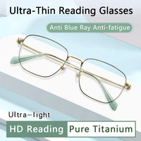 Pure Titanium Reading Glasses Women High Quality, Ultra-Thin CR39 Hard coated Resin Lens Blue Light Blocking Luxury Brand