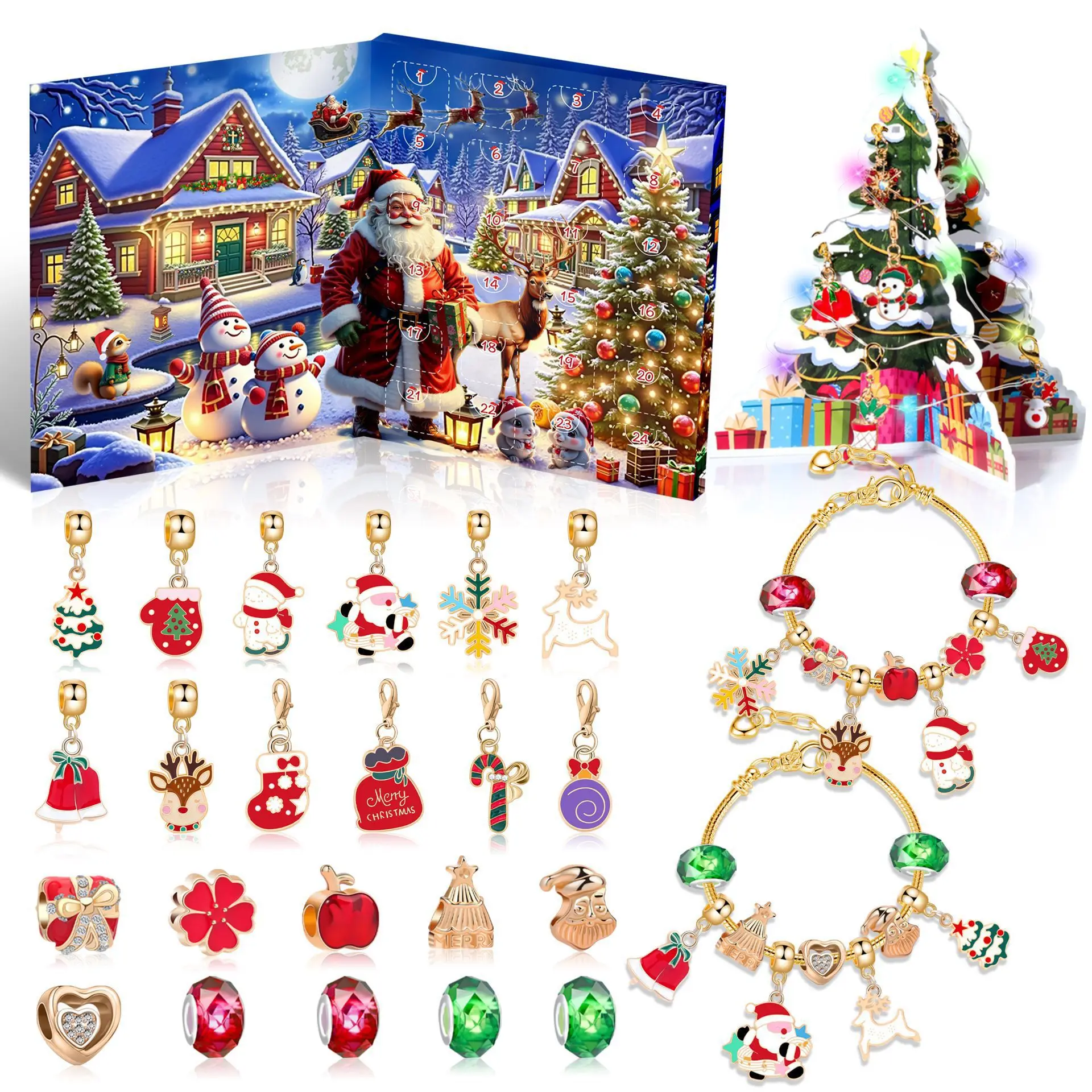 Christmas Jewelry Advent Calendar with Light Advent Calendar 2025 for Kids Christmas 24 Days Countdown Calendar with Bracelet - Image 4