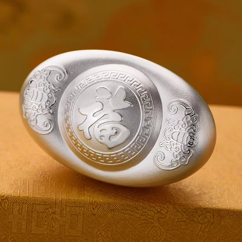 

999 pure silver yuanbao solid silver yuanbao ignot feng shui good luck 10g