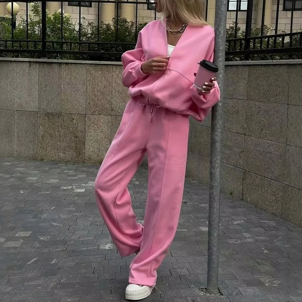 Traje de suéter informal de otoño para mujer, conjunto de dos piezas con cremallera, diseño de estación independiente para moda de Europa y Estados Unidos