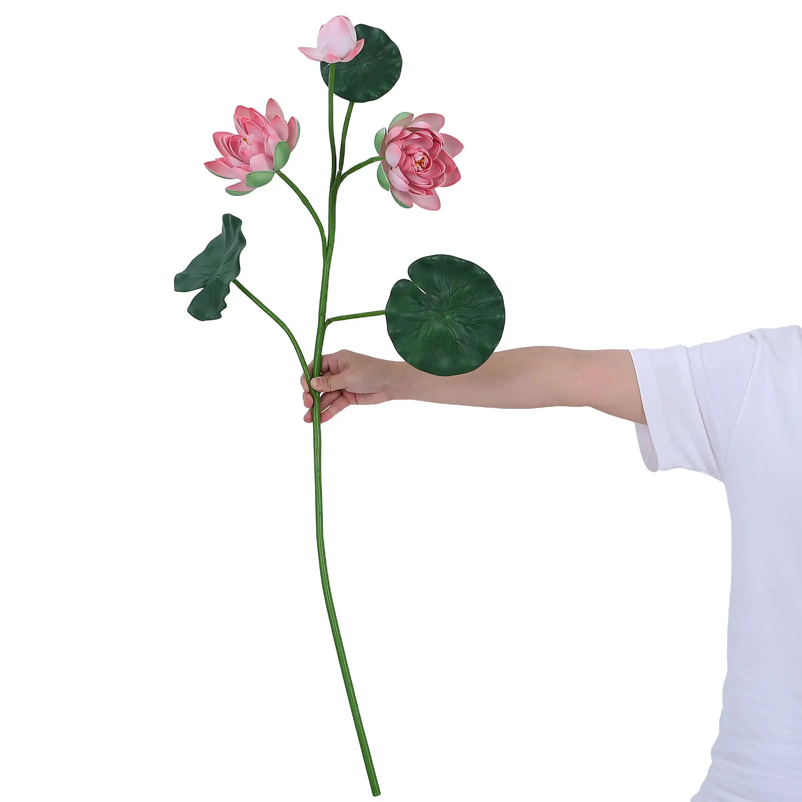 

Realistic Artificial Lotus Flowersfaux Leaf Stems For Wedding Stage Home Decorations Outdoor Events Lightweight Portable