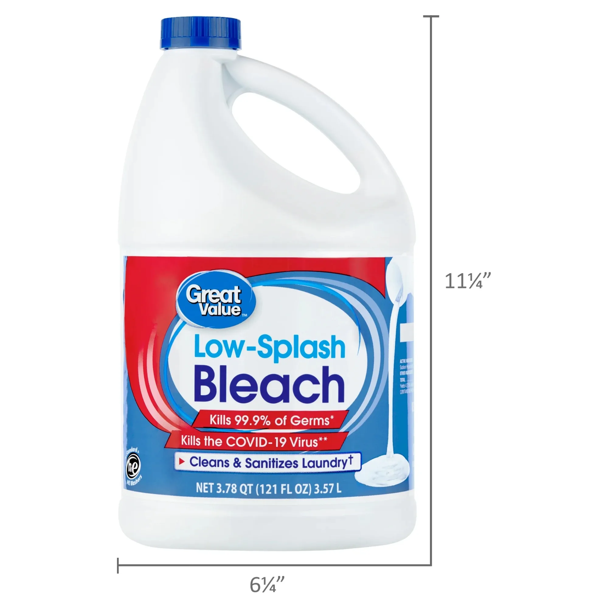 مبيض منخفض سبلاش عادي، 121 أونصة، يقتل 99.9% من الجراثيم