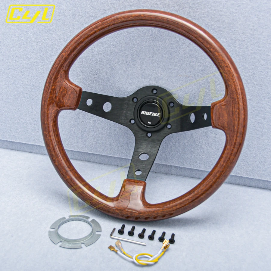 CYL 13inch 330mm Classic Vintage Car Steering Wheel Universal Wood Look ABS Sports Steering Wheel Car Accessories