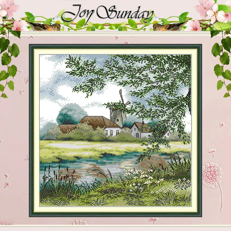 

The Scenic Beauty by the Stream Patterns Набор для вышивки крестом 11CT 14CT 16CT Набор для вышивки крестом с тиснением Вышивка Рукоделие