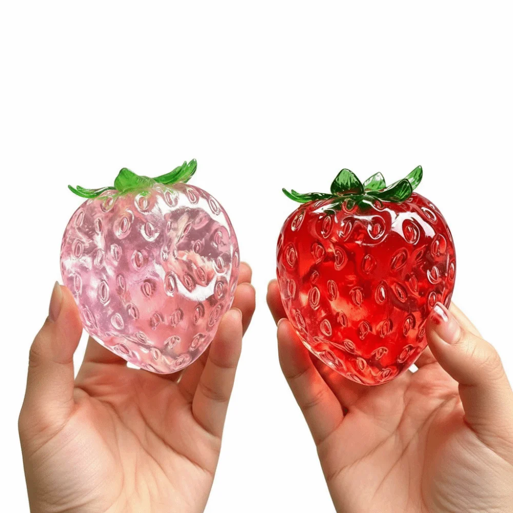 Handmade Strawberry Ball Strawberry Squeeze Toy Non-Rebound Highly Moldable Moldable Squeeze Ball TPR Strawberry Shape