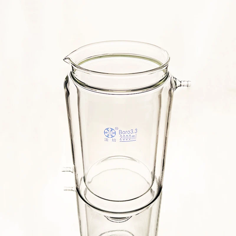 Double-deck beaker,With spout,Capacity 2000mL,Double-layer cold trap,Photocatalytic reaction bottle