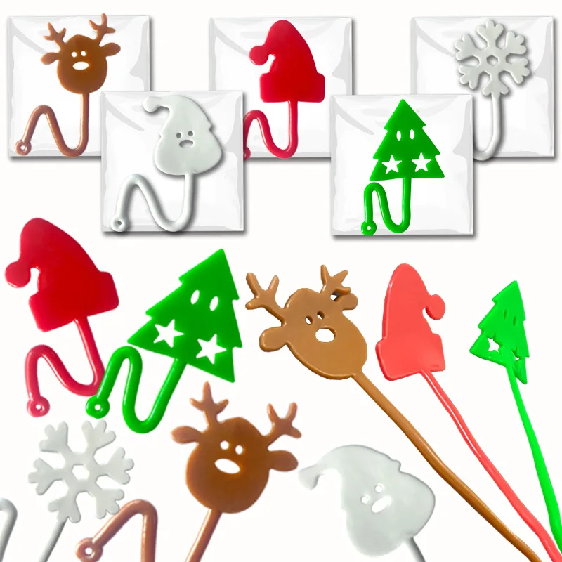 10Pcs Funny Christmas Gifts TPR Elastic Santa Claus Elk Snow Sticky Slap Palm Toys Kids Birthday Party Baby Shower Favors Filler