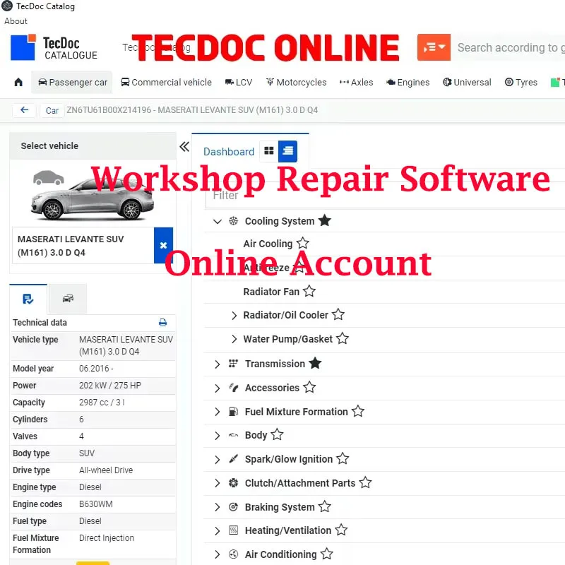 2026 Online Account for Workshop Repair Software for Aut0-data  for A11data for car repair tools for English and French