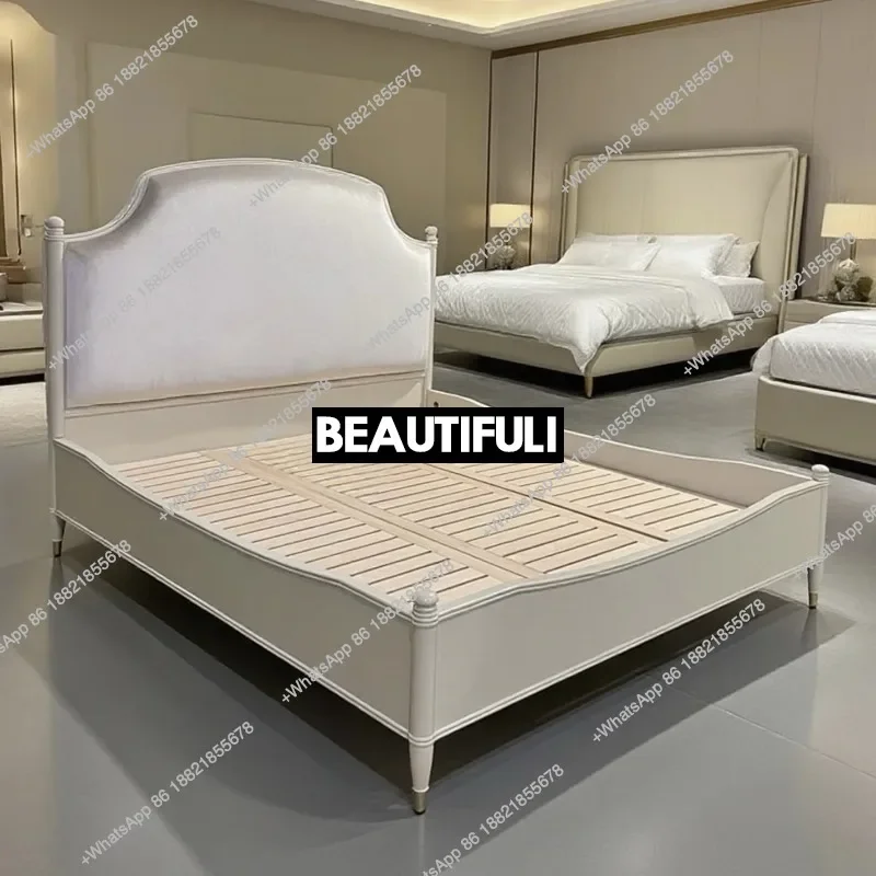 French light luxury romantic fabric solid wood wedding bed American bedroom home