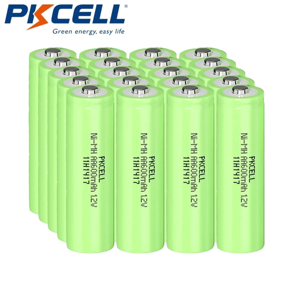 2/6/10/20PC PKCELL NiMH AA 600mAh 1.2V Rechargeable Batteries Pre Charged NiMH 600mah Battery for Solar Lamp Solar Light