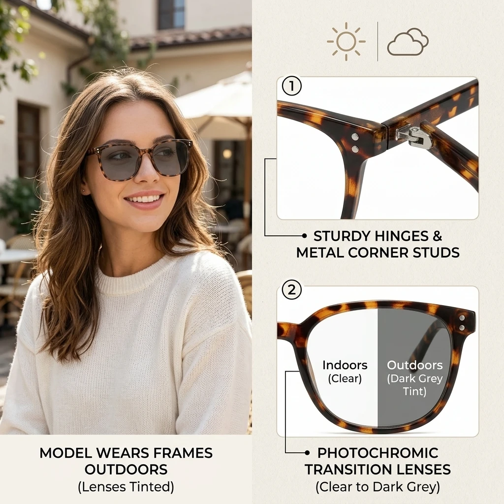Big Frame Anti Blue Light Glasses Photochromic Chameleon Sunglasses Women Men Retro Leopard Print Optical Eyewear Frame