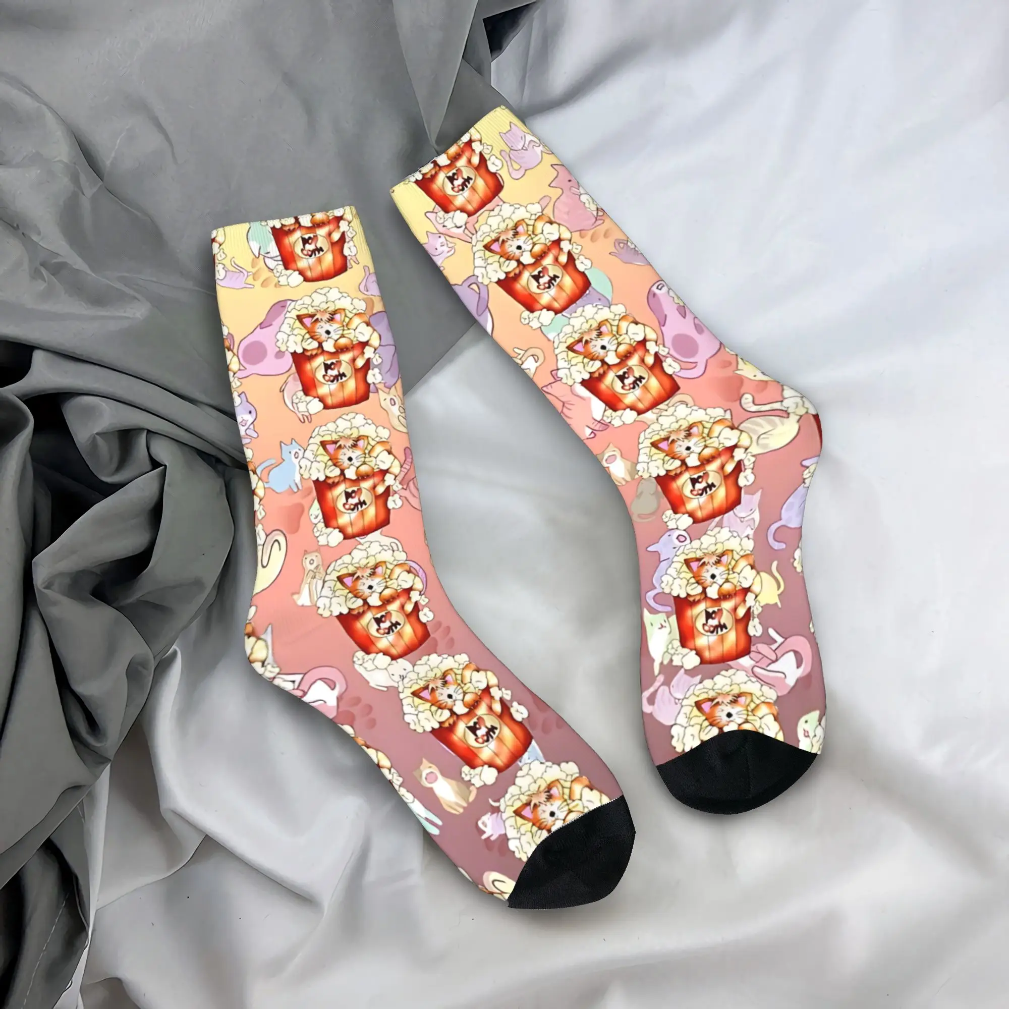 

Men Socks Popcorn Cat Stockings Anti Skid Soft Breathable Socks Autumn Fashion Design Outdoor Socks