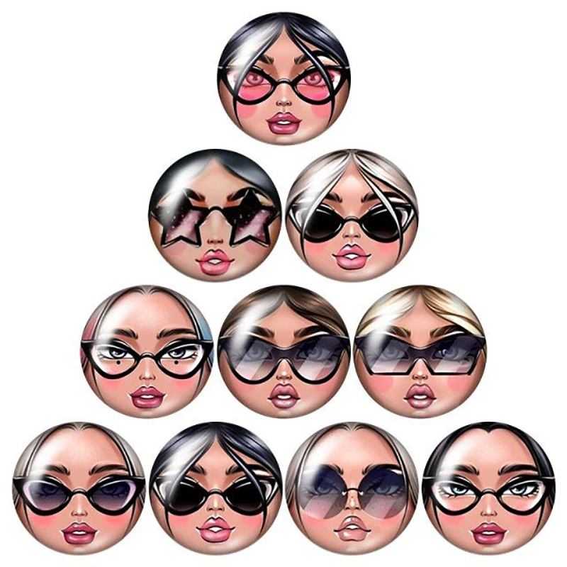 Russian Baby Face Glasses Cabochon Charms Kawaii 18MM Round Photo Glass Cabochons Demo Flat Back Jewelry Making Accessories Sale