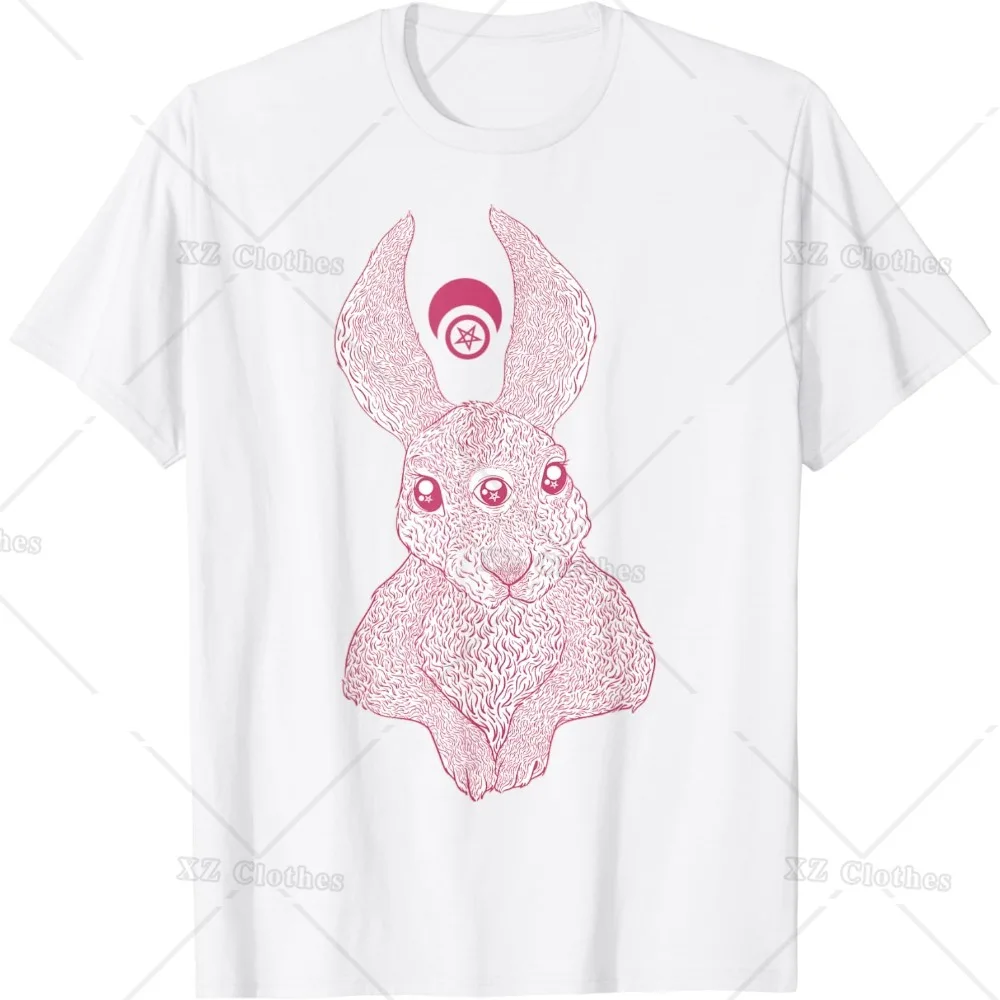 Nu Goth, Witchy Pastel Goth Aesthetic, Cute Bunny T-Shirt Round Neck and Short Sleeves Tee for Women Men