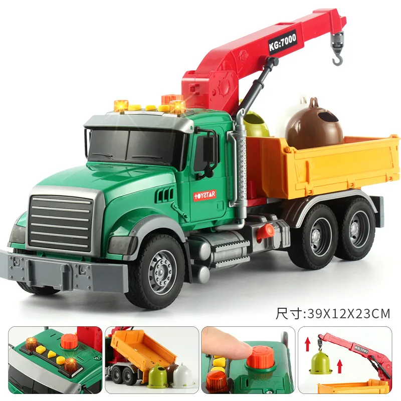 

Big Garbage Truck Toy, Friction Powered Garbage Truck with Lights and Sounds Kids Recycling Trash Truck Kids Gifts B242