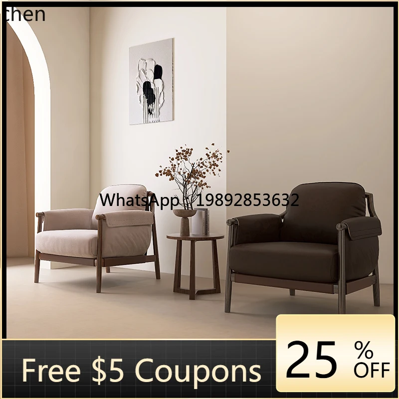 

ZZ retro light luxury solid wood sofa leisure chair B & B living room balcony single leisure sofa chair