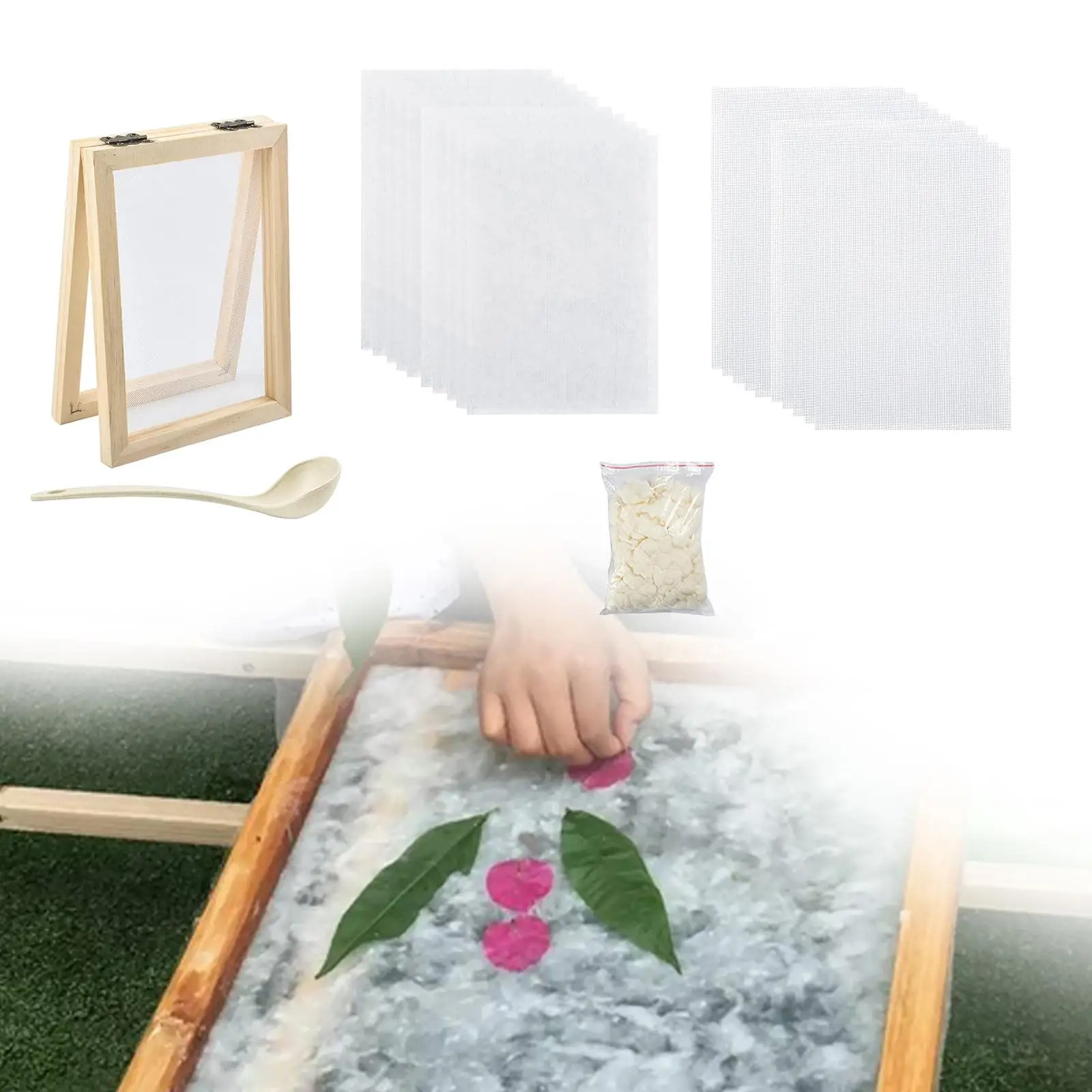 Wooden Paper Making Frame Papermaking Screen Printing Developing Educational Toy Crafting Recycling Tools Paper Making Tools