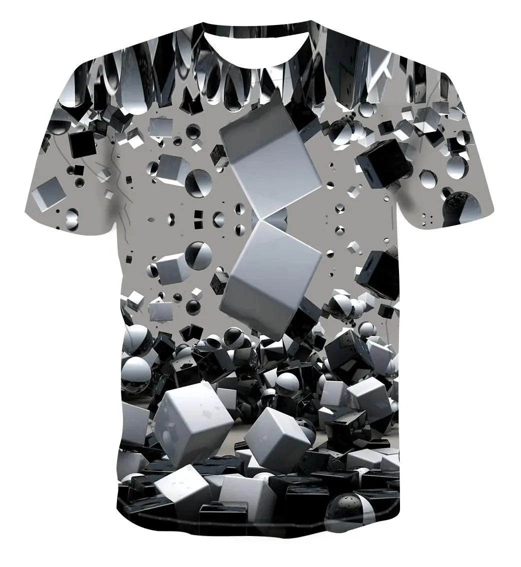 New Men's Casual Printed T-shirt O-Neck Fashionable And Fun Three-Dimensional Short Sleeved Plus Size Comfortable Top