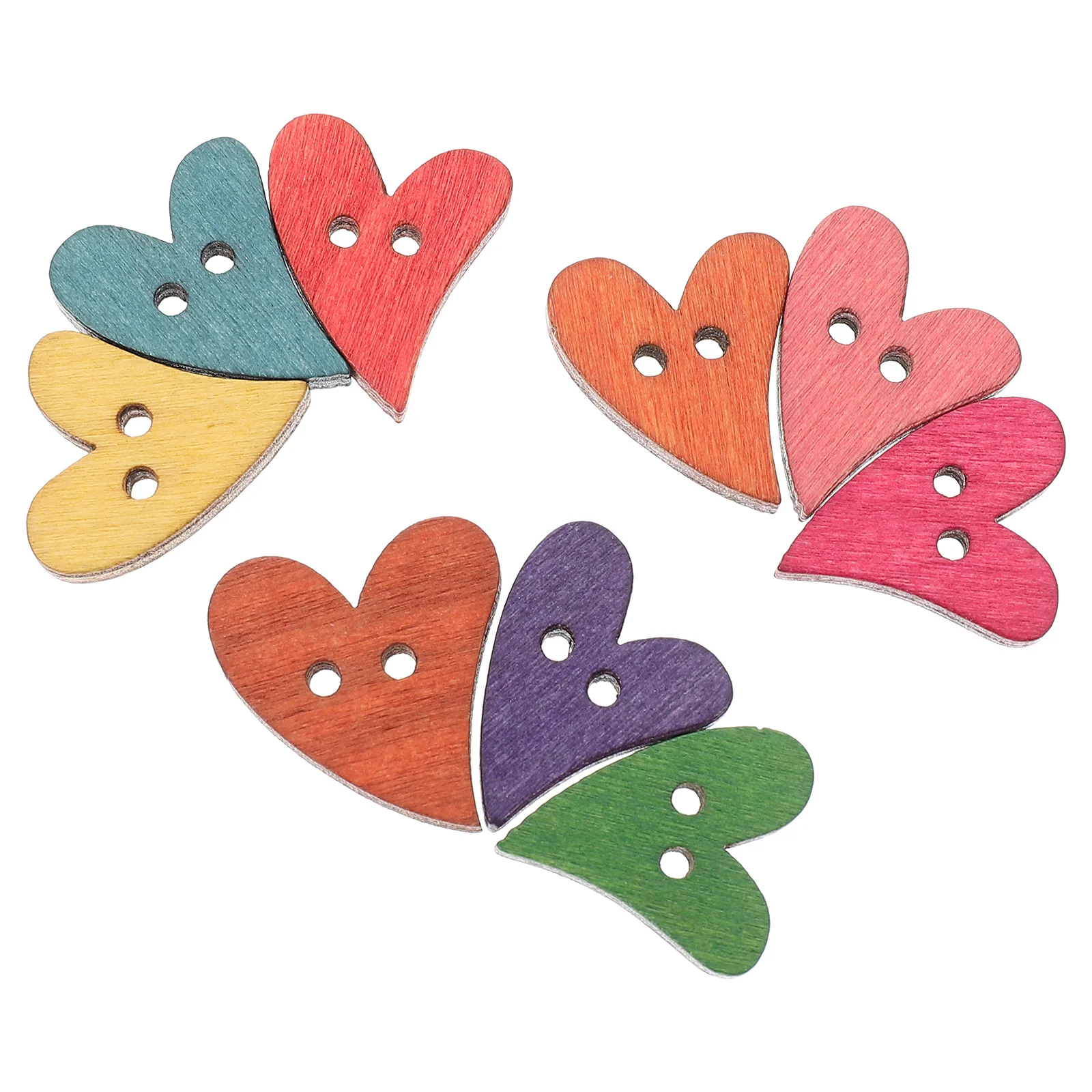 

200 Pcs Wooden Buttons Clothing Accessories Heart Shape Design Sewing Supplies Decorations for Coats Sweaters Jackets