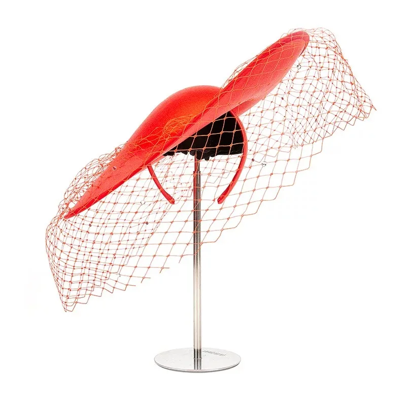 エレガントなレトロベールヘアバンド女性の英国スタイルの写真撮影帽子ピンクネットヘッドバンド夏のファッションアクセサリー中国生産