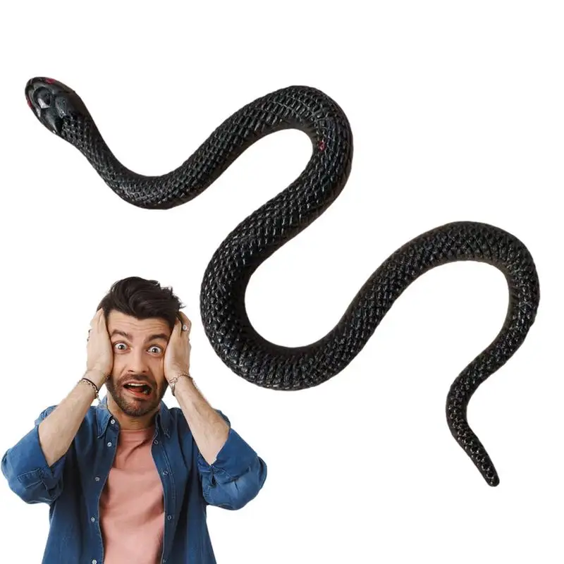 Snake Toys For Kids Fake Rubber Black Snake Prank Halloween Snake Toys Funny Prank Props Lightweight Rain Forest Snakes For