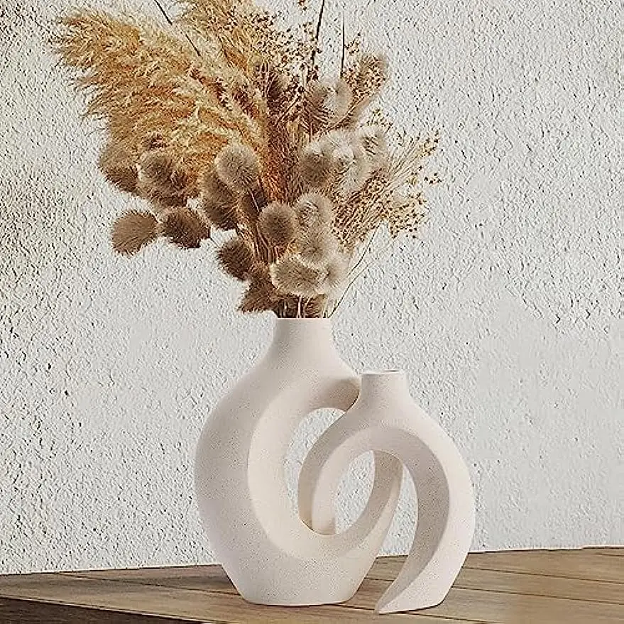 Vase,Modern Snuggle Hollow Flower Vase Set,Handmade Pampas Grass Vases for Decor,for Office Cafe Living Room Boho Simple Decor