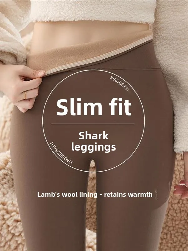 

Victoria's Little ark Pants Women's Yoga Pants High Waist Fce Lined Eighteen Inches Warm Butt Lifting ark Pants