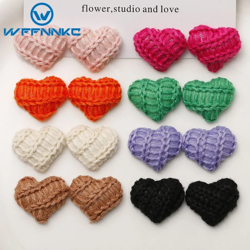 WFFNNKC 10-20Pcs Cute Knitted Love Heart Ornaments DIY Garment Sewing Button Craft Supplies Sweet Hairpin Jewelry Decorate Patch