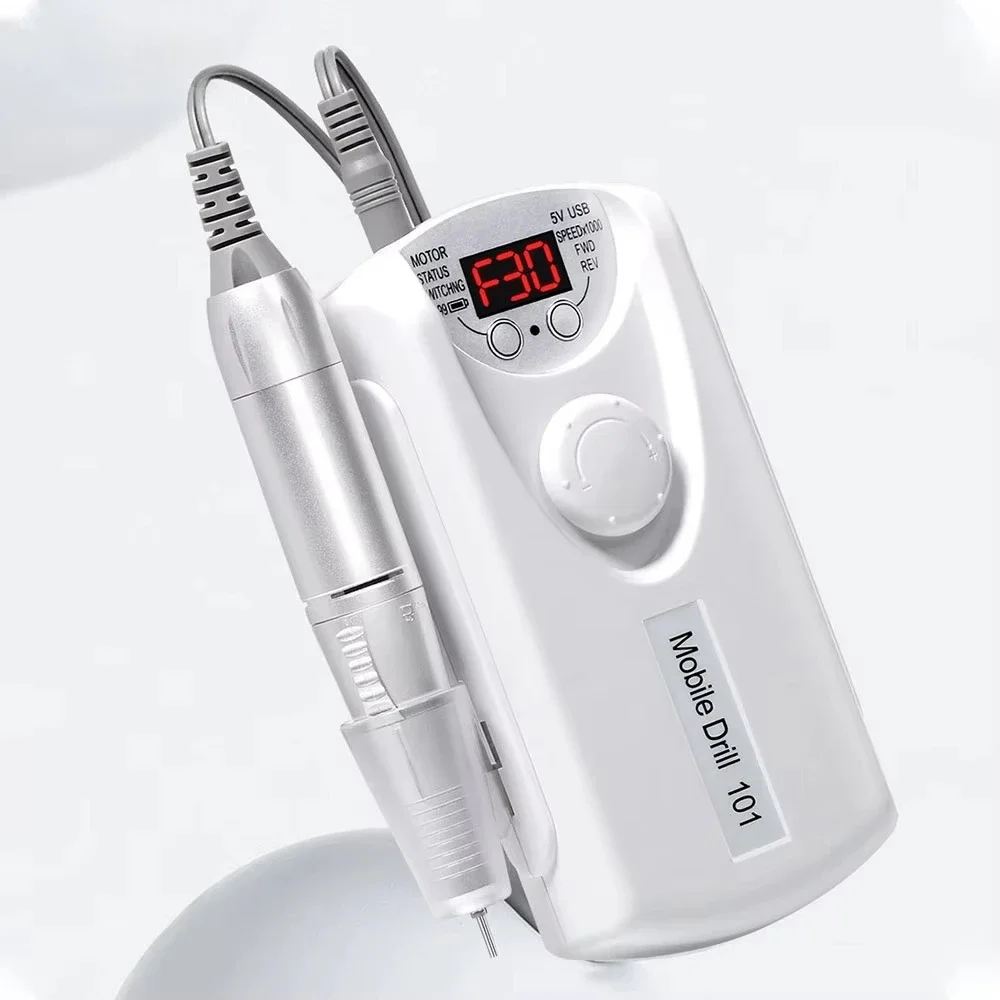 LINMANDA USB Nail Drill, Forward Reverse Adjustable Speed, Powerful Motor, Replaceable Nail Bits, Portable Travel Manicure Tool