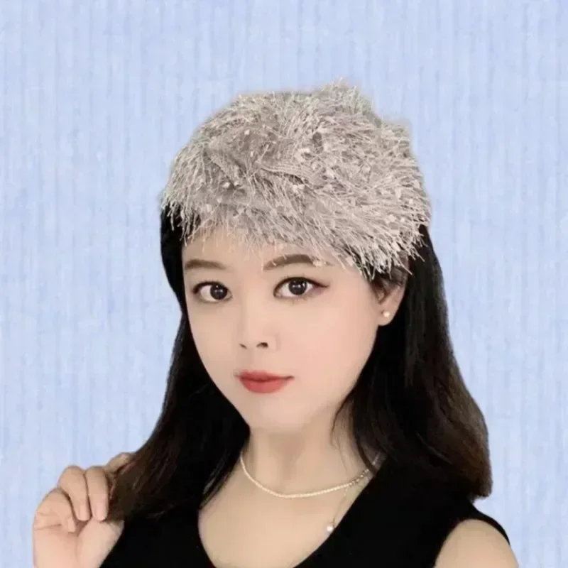 New French Retro Small Hat Headband Tassel Bowknot Bowler Hair Band Hairpin   Hat Fascinators  Diademas Para El Pelo Mujer