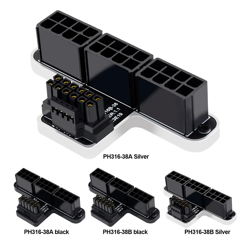 PCIE Graphics Card ATX3.0 12VHPWR 600W Power Supply Cable Adapter 12+4Pin Male To Female 180 Degree Angled Steering Connectors