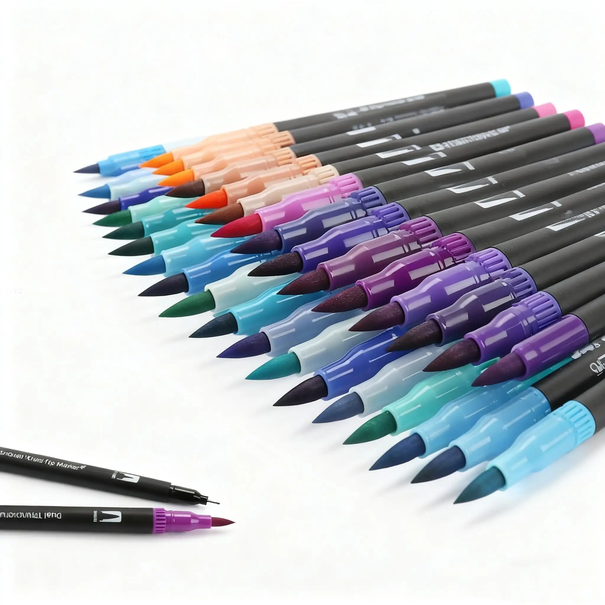 12-60 ألوان مزدوجة الرأس الفن دفتر القلم اللوحة القلم لون قلم تحديد فرشاة تلميح 1-2 مللي متر غرامة تلميح الخط اللوحة