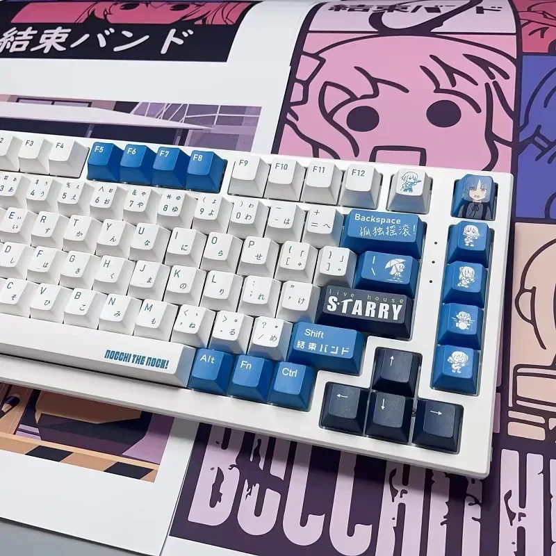 Imagem -05 - Keycap Coreano Becchi The Rock Keycaps Anime Yamada Ryo Tema 138 Teclas Pbt Corante Subbed dos Desenhos Animados Tampas de Chave de Jogos para Layout Ansi
