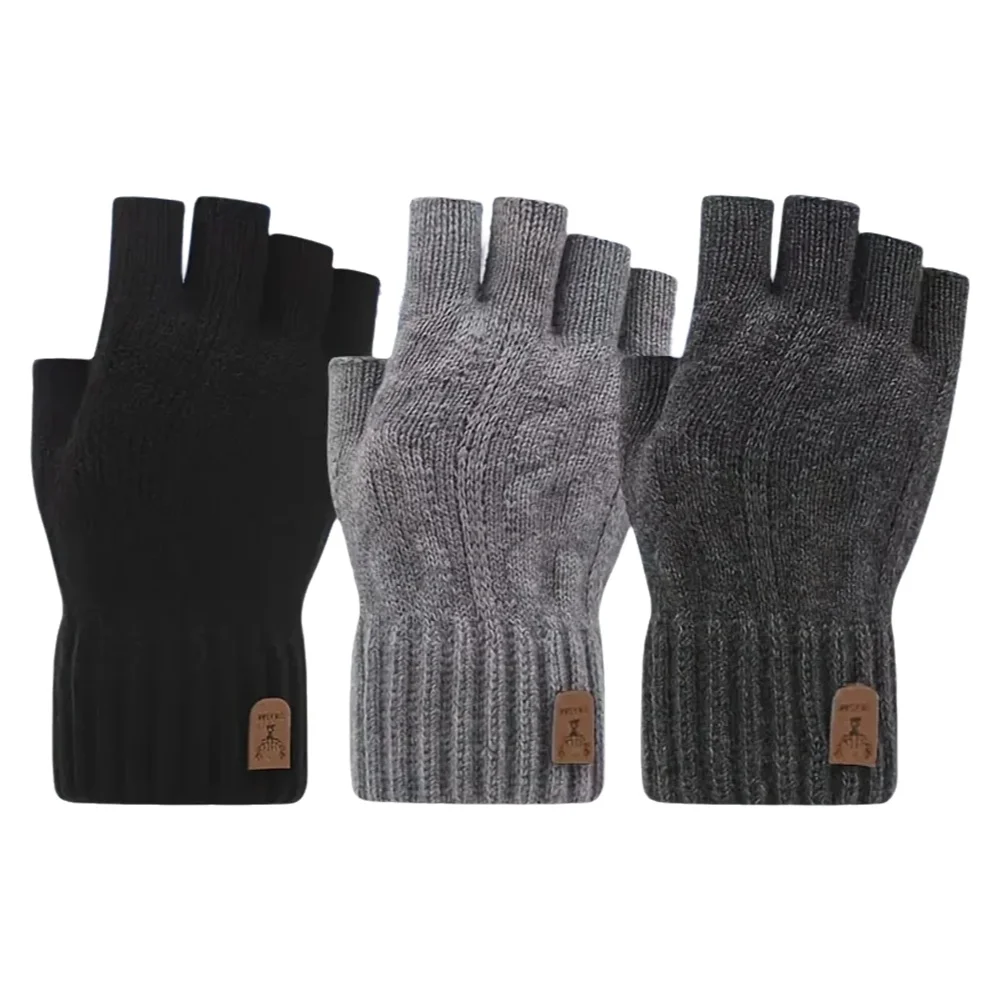 AliExpress WRELS Winter Fingerless Gloves Knitted Thicken Thermal Half Finger Gloves Cycling Driving Working Running Stretchy Touchscreen Mittens