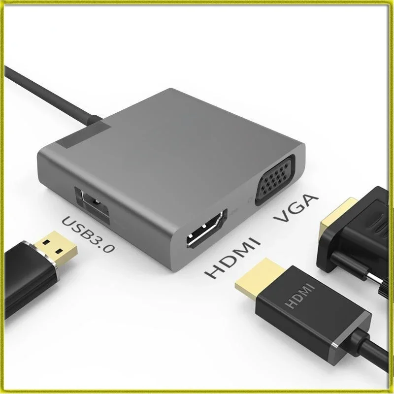 

Портативная док-станция 3-в-1, аксессуары для ноутбуков Type-c к VGA HDMI USB3.0 USB-C