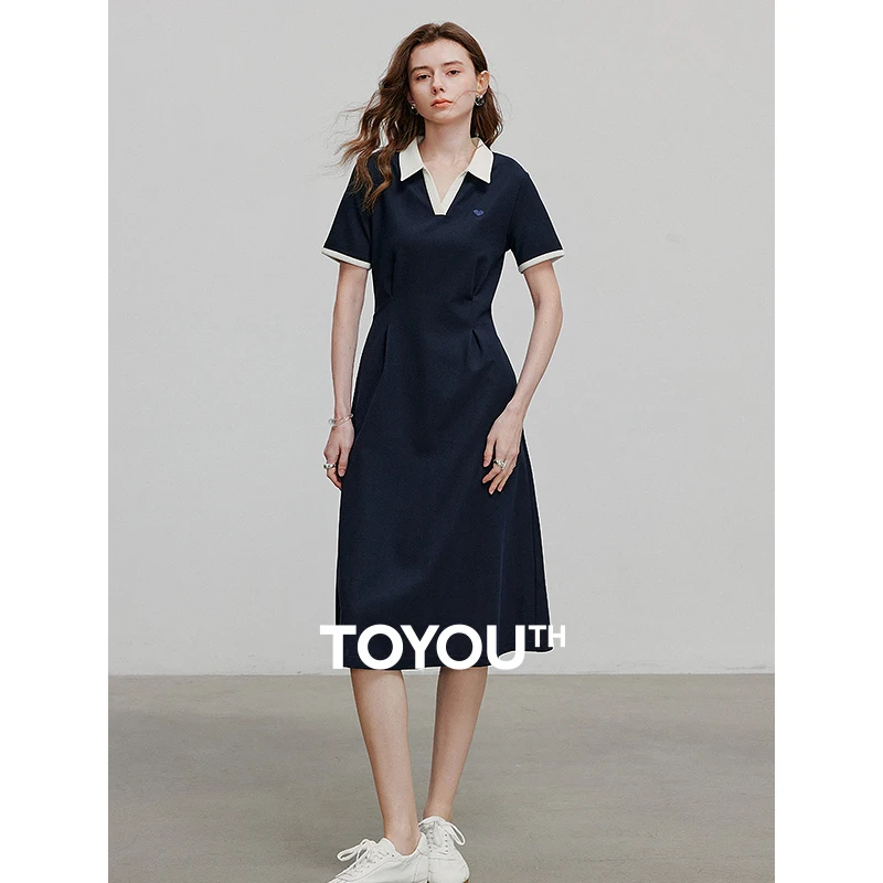 

TOYOUTH Women Dress 2025 Summer New Elegant POLO Dress 8529034