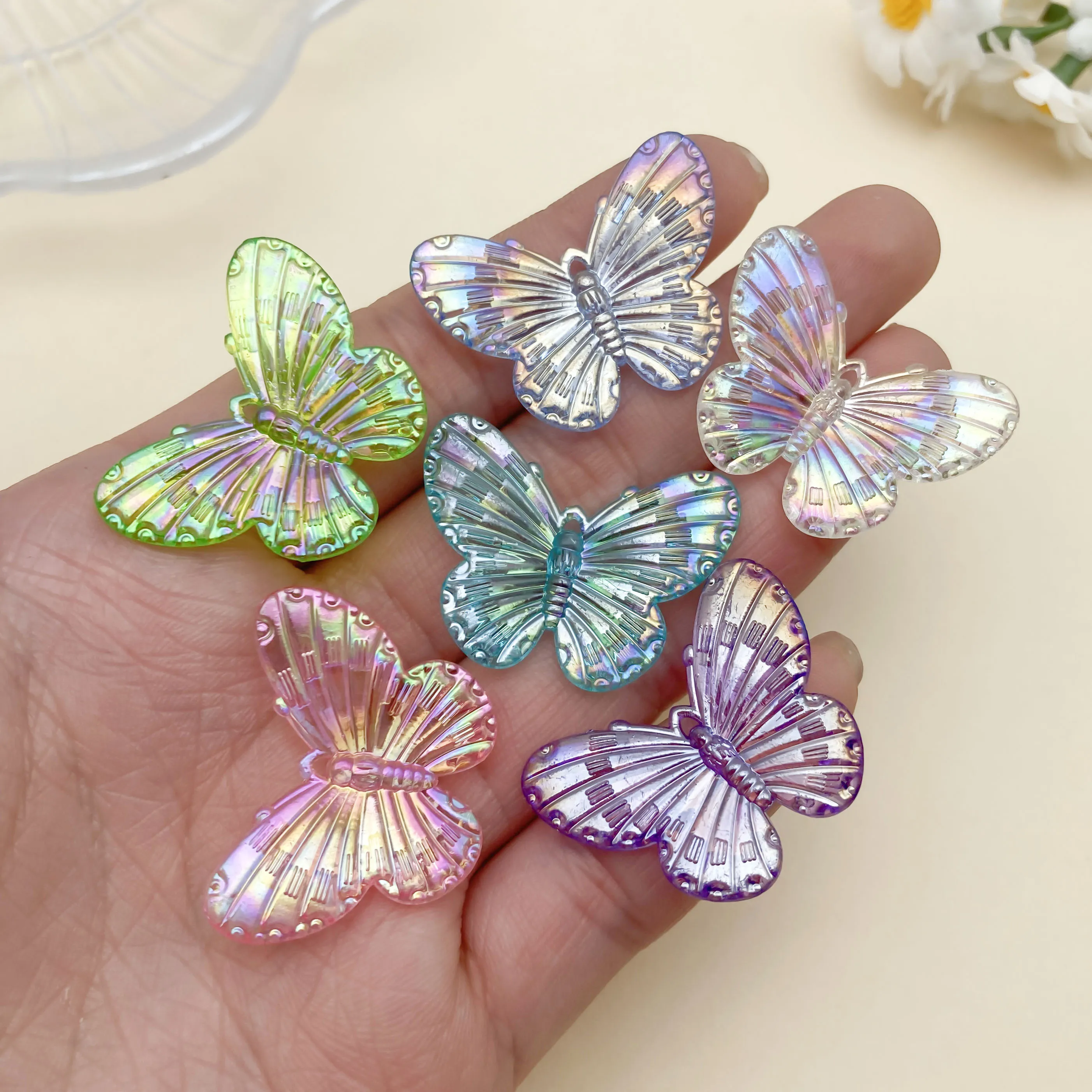 60/80pcs Acrylic Butterfly Charms Gradient Color Pendant Jewelry Making DIY Festival Necklace Decoration Wedding Decor Supplies