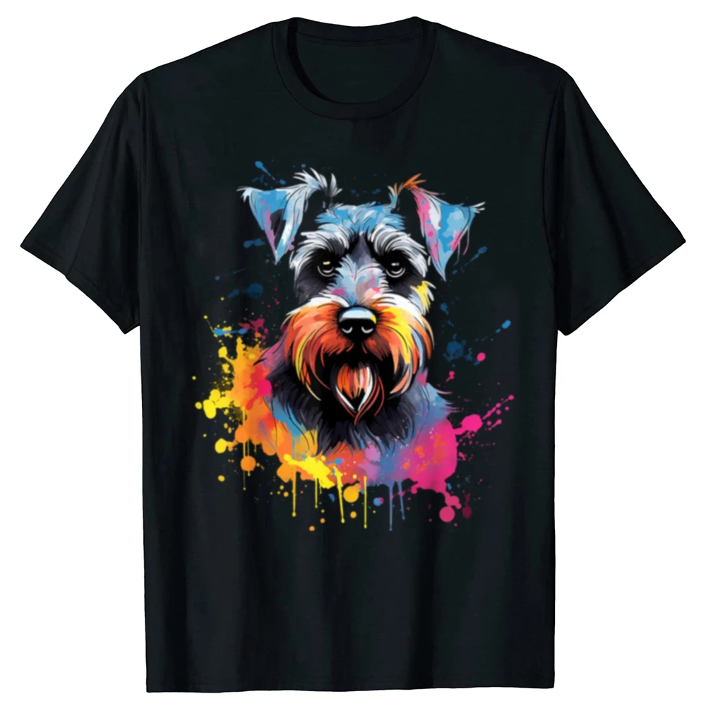 Funny Cute Miniature Schnauzer Dog Graphic T-shirts Men Women's Fashion Casual Tshirt 100% Cotton Loose Oversized T Shirt