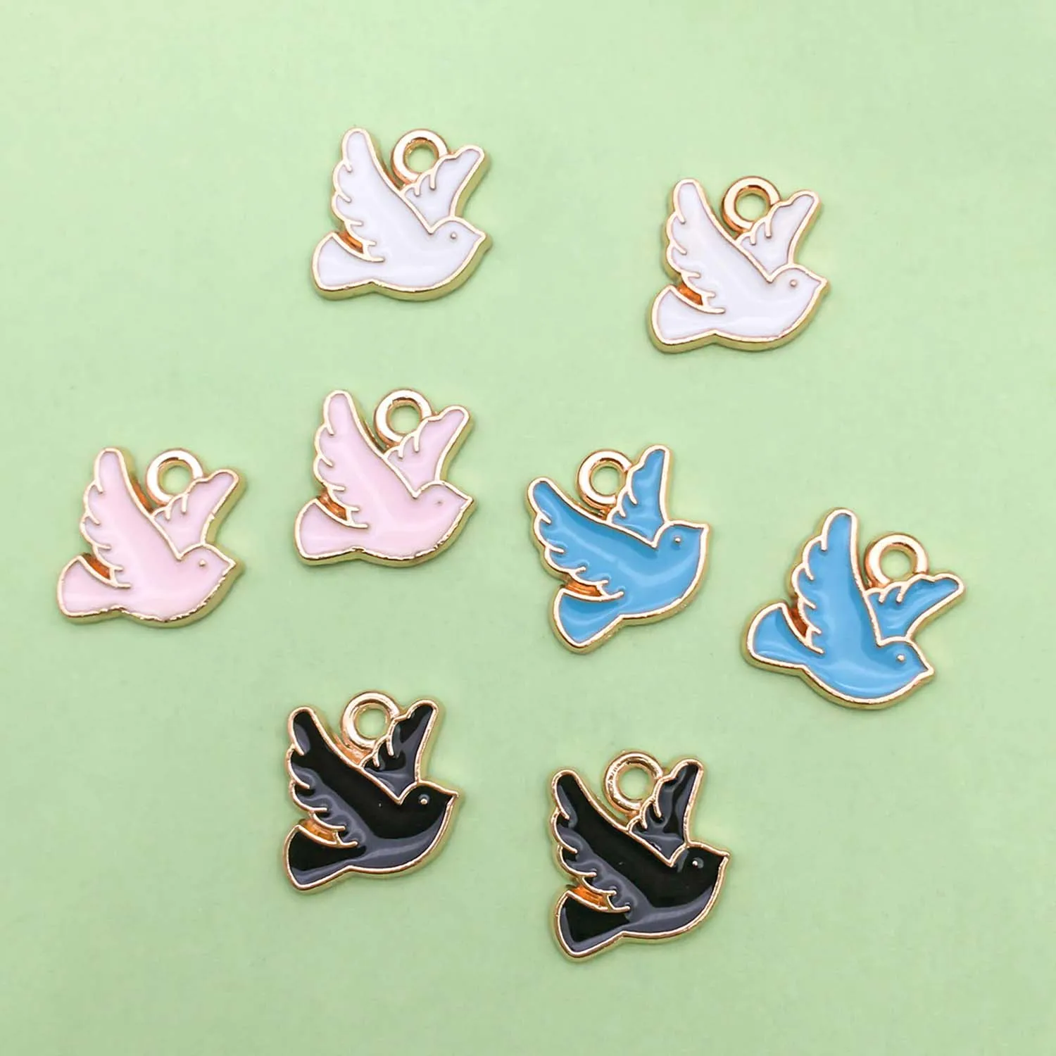 20pcs Enamel Colorful Bird Design Charms Alloy Metal Animal Pendants for DIY Bracelet Necklace Jewelry Making Accessories