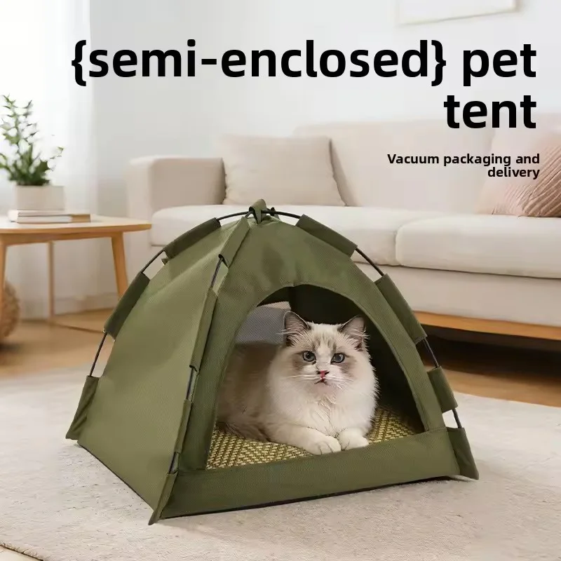 Outdoor Camping Dog Fence - Faltbares, halbgeschlossenes Haustierzelt, waschbares, abnehmbares Katzenhaus,