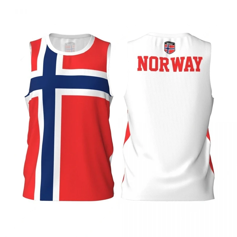 Norway Flag Basketball Tank Top Fashion Summer 3D National Emblem Printed Jersey Vest Loose Breathable Sports Sleeveless Tees