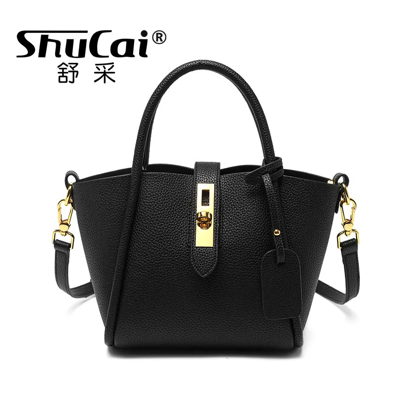 Genuine Leather Women\'s Bags Vegetable Basket Bags Bucket Bags Female Single Shoulder Crossbody Ladies Handbag