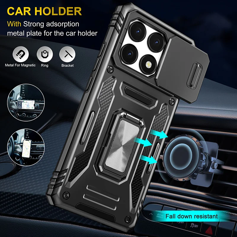 Slide Lens Protect Funda For Xiaomi Poco X6 Pro 5G Shockproof Armor Case For Pocox6pro Poko Little X6pro X 6 Pro 6X Back Cover