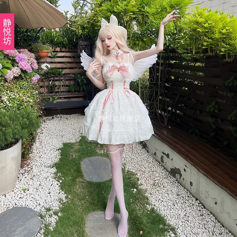 Style japonais doux fille Lolita noir et blanc ange démon robe meilleurs amis Geminilolita Gothicjsk robe