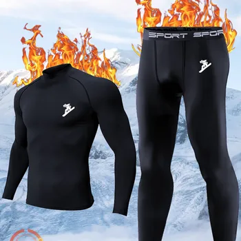 1 סט גברים שחור חם דחיסה פליז ...