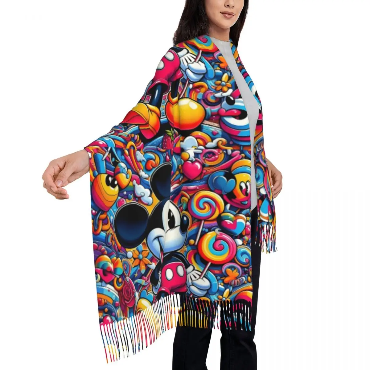 مخصص شرابة وشاح المرأة لينة Kawaii الكرتون شال التفاف الأوشحة الشتوية الإناث