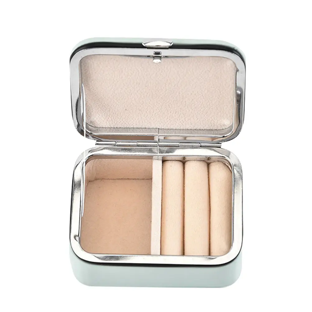 

Portable Jewelry Blue Travel Container Desktop ganizer PU Holder Women Accessories Storage Jewelry ganizer