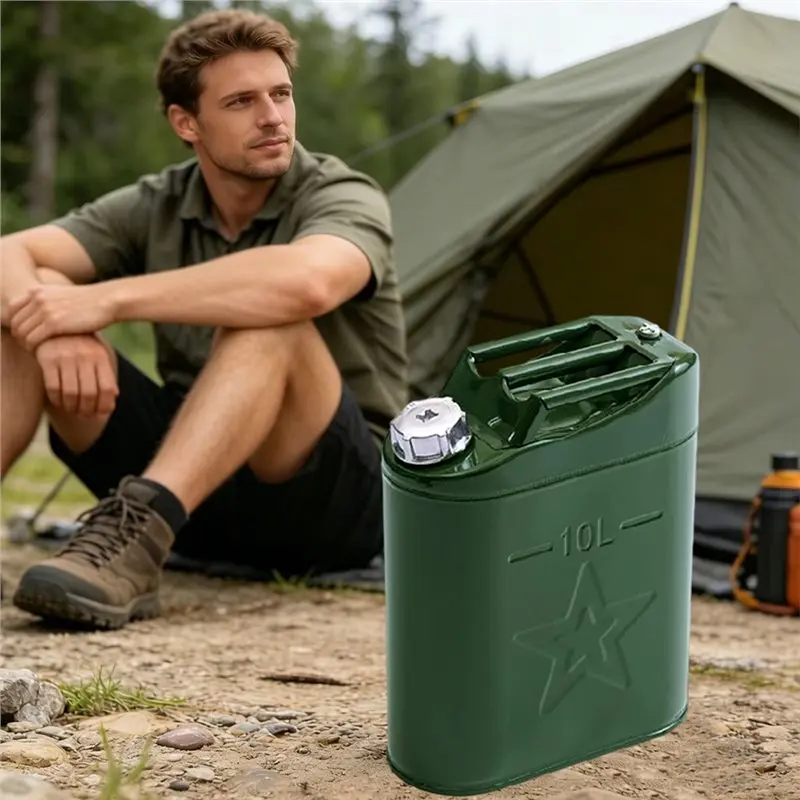 Portable 10L Oil Barrel Replacement Steel And Diesel Barrel Built-In Fuel Pipe For Car Motorcycle RV Travel